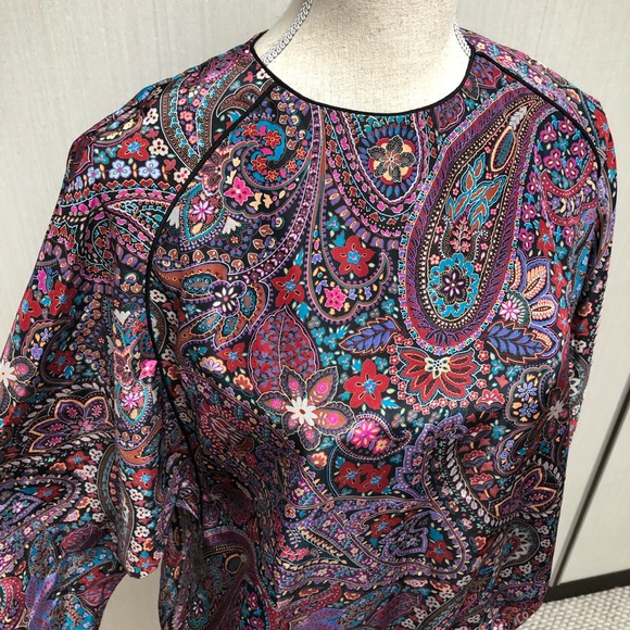 Vintage Dolman Sleeve Paisley Parachute Blouse - Picture 4 of 6